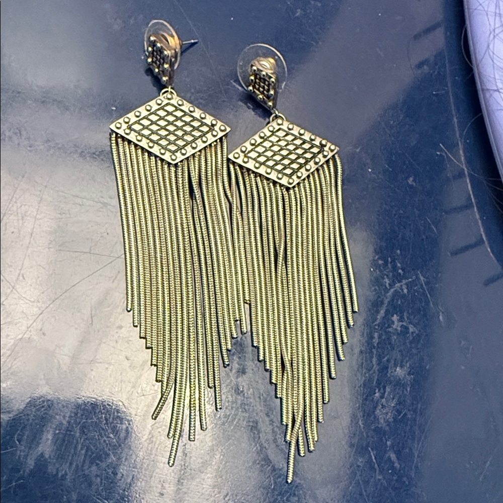 Rebecca Minkoff Silver Fringe Dangle Earrings